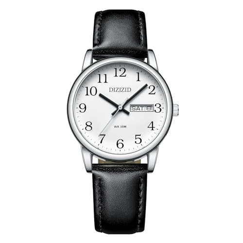 DIZIZID 腕時計 メンズ アナログ 防水 革ベルト watch for men シンプル 人気 おしゃれ ビジネス クラシック 日付 曜日 薄型 文字盤 見やすい ユニセックス (ホワイト_B)